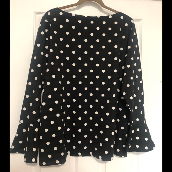 Lauren Ralph Lauren Polka-Dot Bell-Sleeve Cotton Top  size 2X - Picture 5 of 9